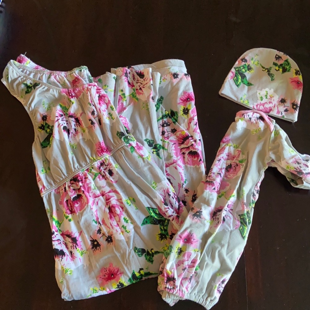 Matching postpartum hospital dress & baby layette newborn gown
